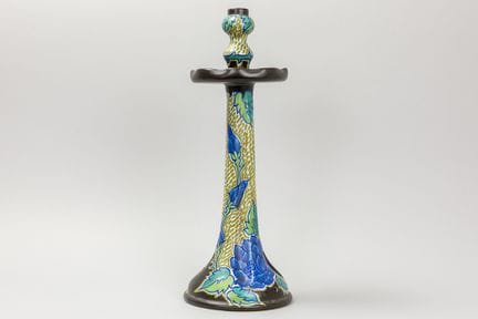 grande candelabro di Gouda in ceramica con decoraz