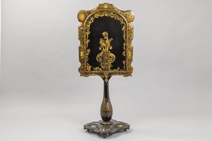 Pare-feu victorien du XIXe siècle en papier mâché,