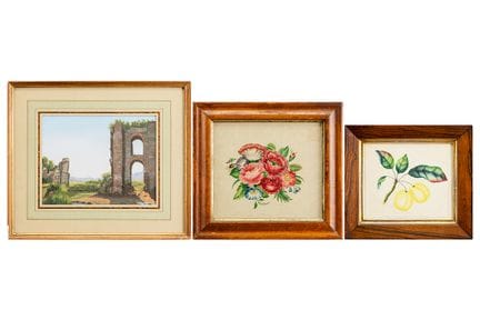Trois tableaux du XIXe siècle : deux aquarelles et