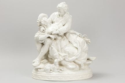 quite big, 'antique' sculpture in marked porcelain
