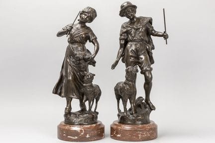pair of Louis & François signed sculptures in bron