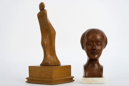 two 20th Cent. sculptures in wood, one is signed

