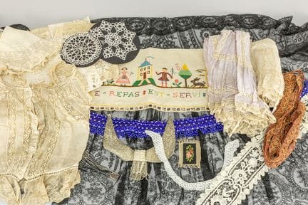 various lot of antique and old garments with lace
