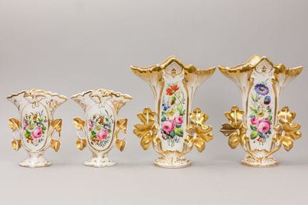two pairs of cornet vases in porcelain from Paris
