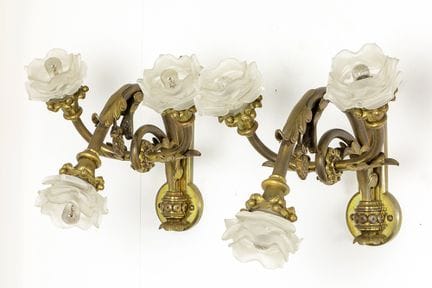 pair of antique wall lights (originally for gas) w