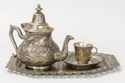 Middle-Eastern 4pc set of a coffee pot with cup an