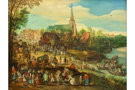 Cuadro antiguo, bastante grande, al óleo sobre cob