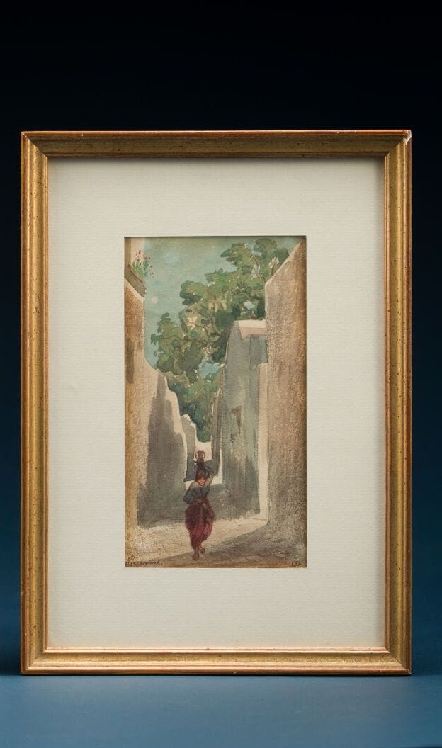 Henri Joseph HARPIGNIES (1819–1916)
"Woman Carrying a Jar"
Watercolor signed lower left and dated 1851.