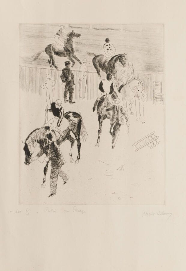 René BOUET-WILLAUMEZ (1900–1979)
"Returning from the Weighing Station"
Etching 
Inscribed "first state 6/10" and signed in the lower right corner 
Dimensions: 36 x 29.5 cm.