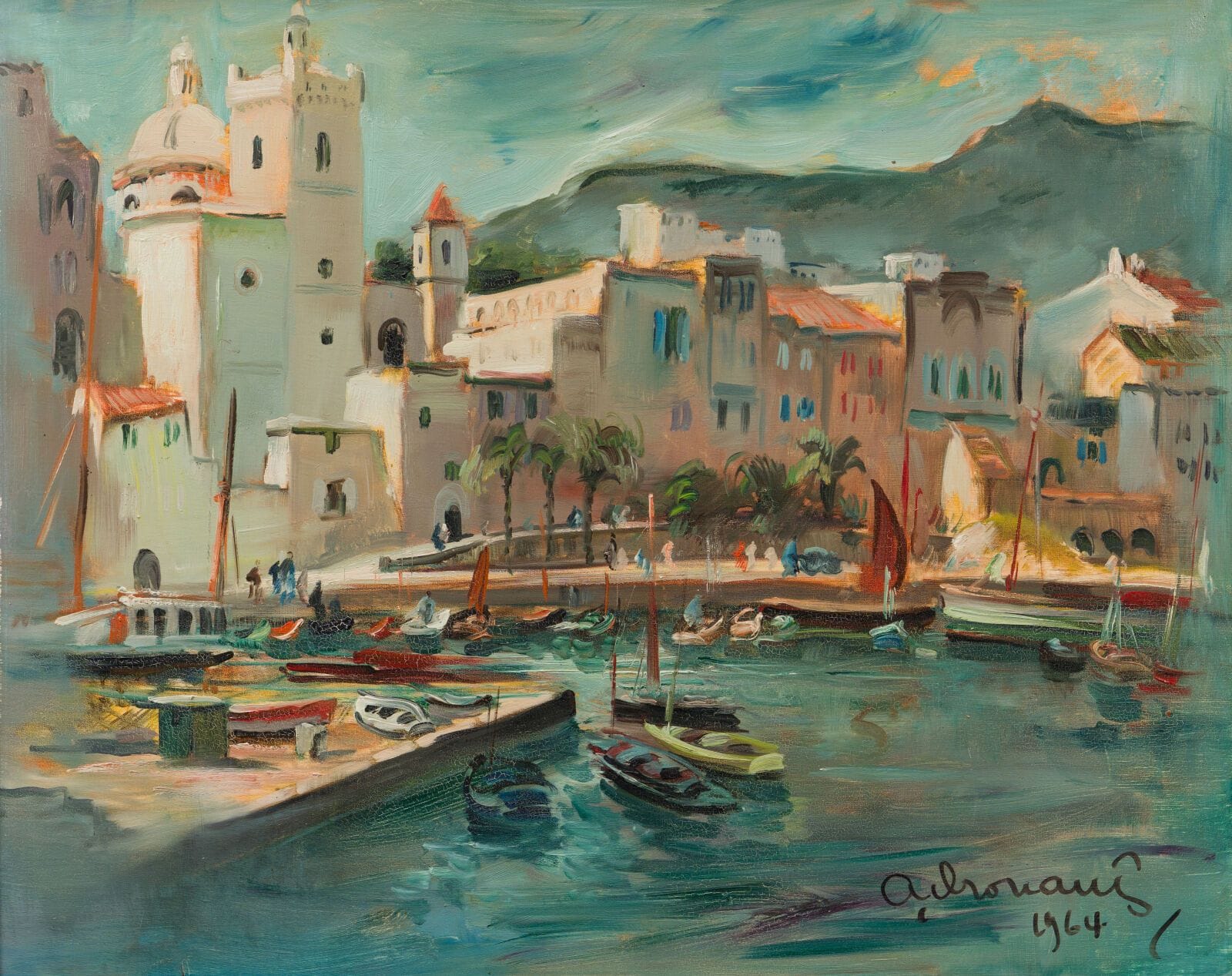 Armand DROUANT (1898–1978)
"North African Port"
Oil on canvas, signed lower right and dated 1964.
64 x 80 cm.