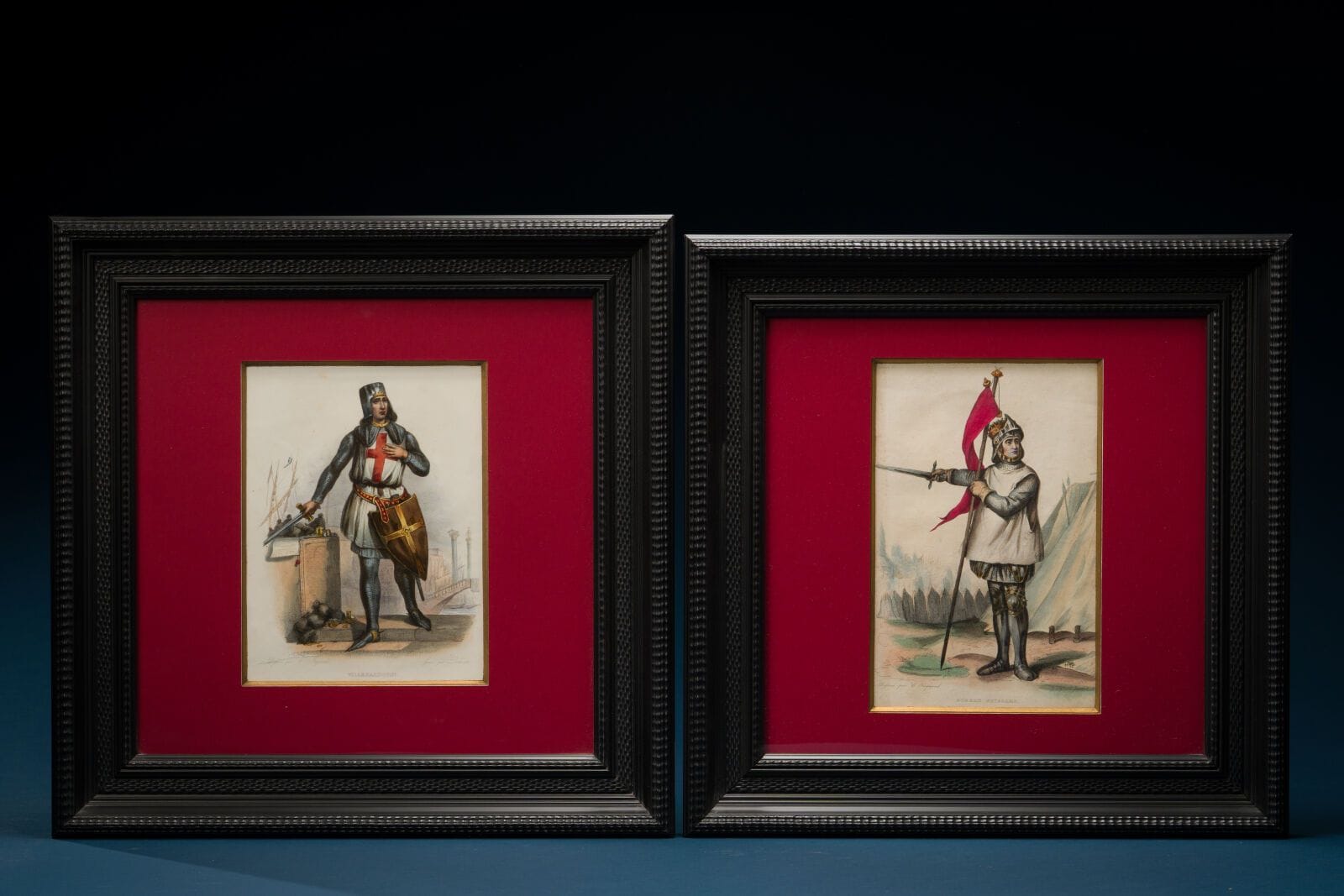 19th-Century School
"Villehardouin" and "Guiscard"
Two color engravings
27 x 15 cm.