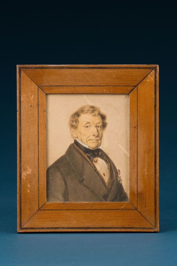 19th-Century French School
"Man with Ornament"
Watercolor
Inscription on the back: "de Pontonx."