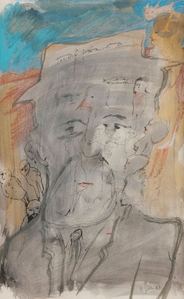 Zwy MILSHTEIN (né en 1934)
Homme au chapeau, 1987
Encre et aquarelle.
Signée et datée en bas à droite.
48 x 30 cm