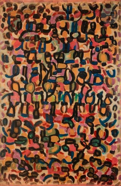 Charles PIQUOIS (1914-2005)
Le Chant fauve, 1983
Aquarelle.
Signée en bas à droite.
Signée, datée et tirée au dos.
118 x 80 cm