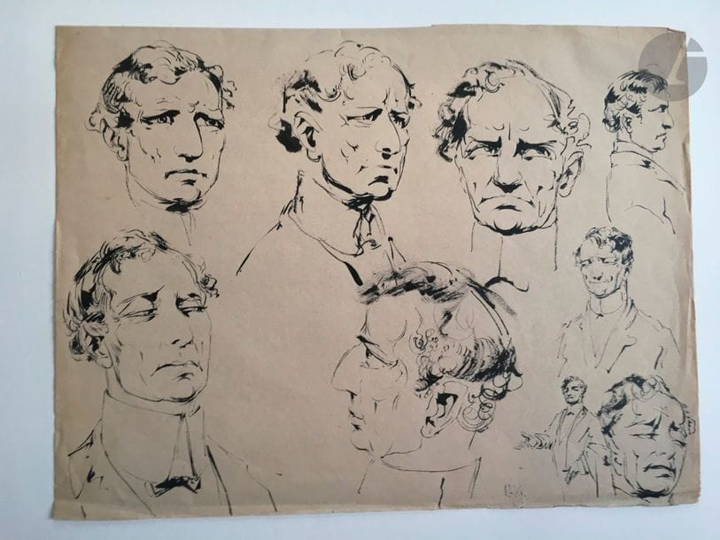 Alfred OST (1884-1945)
Etude de portraits
Encre.
Non signée.
27.5 x 36 cm