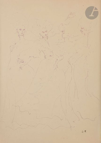 Leonor FINI (1908 - 1996)
Personnages
Encre.
Monogrammé.
34 x 25,5 cm
