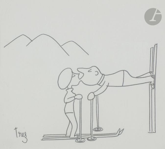 Alain TREZ (né en 1929)
Baiser de montagne
Encre.
Signée en bas à gauche.
15.5 x 17 cm