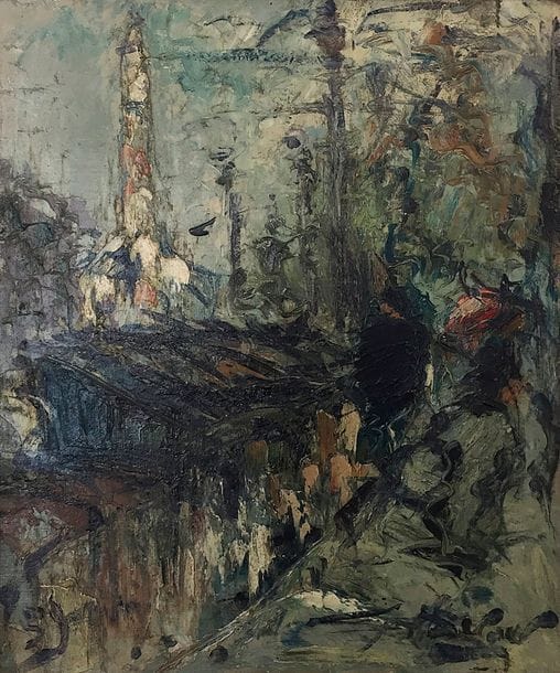 Georges BERGER (1908 - 1976)
Les quais au Pont - Marie, 1959
Huile sur toile.
Signée en bas à droite et datée en bas à gauche.
55 x 46 cm