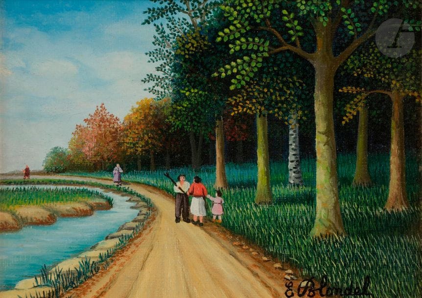 Émile BLONDEL (1893-1970)
La Promenade
Huile sur toile.
Signée en bas à droite.
16 x 22 cm