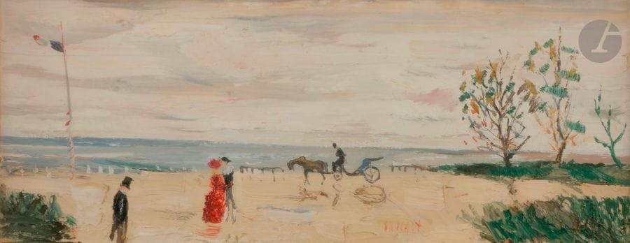 Gabriel DAUCHOT (1927-2005)
Normandie, bord de mer animé
Huile sur toile.
Signée en bas vers la droite.
19 x 46 cm