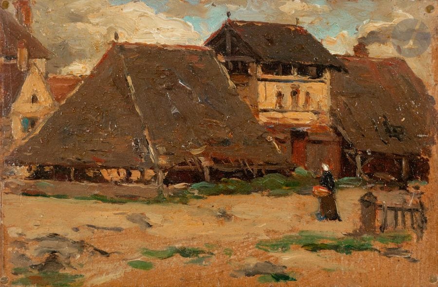 F. LAUTH (XIX-XXe)
Eglise - Vieille rue à La Chatre - Vieille tuilerie à La Chatre
3 huiles sur panneau.
Non signées.
20 x 26.5 cm - 9 x 13 cm (chaque).