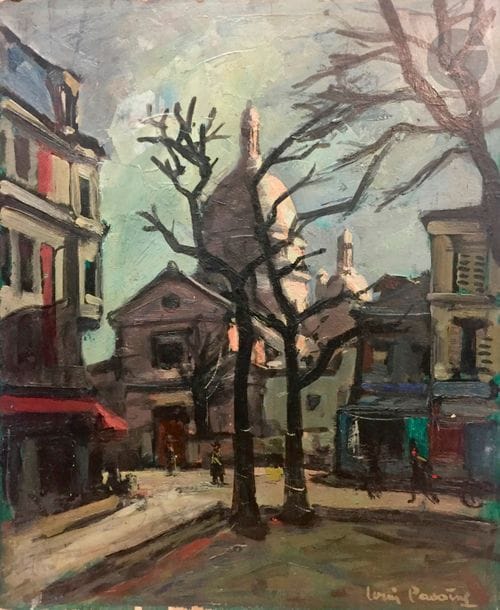 Louis PAVOING (?) (XXe siècle)
Rue animée à Montmartre
Huile sur carton.
Signée en bas à droite.
46 x 38.5 cm