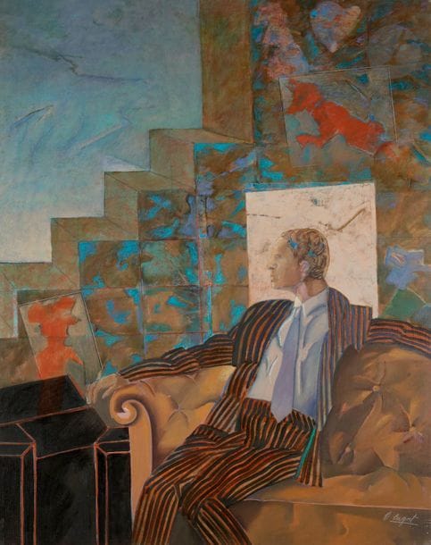 Delia CUGAT (né en 1930)
L'Étranger, 1990
Huile sur toile.
Signée en bas à droite.
Signée au dos.
92 x 73 cm

Provenance : 
Galerie de Francony, Paris.