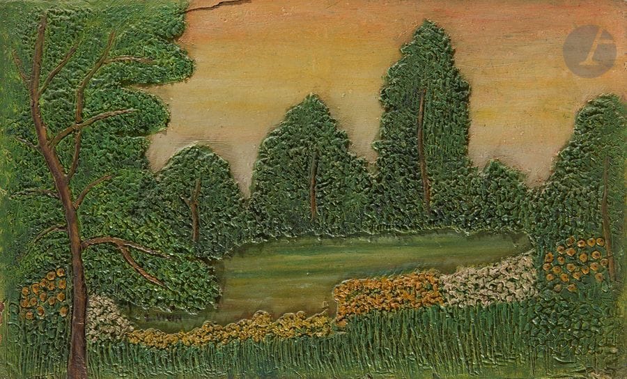 Louis VIVIN (1861-1936)
Paysage à l’étang
Huile sur panneau.
Signée en bas à gauche.
(Petite fente).
16 x 26 cm