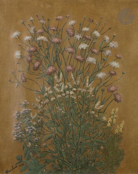 André BAUCHANT (1873-1958)
Fleurs sur fond brun, 1930
Huile sur toile.
Signée et datée en bas à gauche.
65 x 54 cm

Provenance :
Collection André Lurçat. Par descendance.

Œuvre en rapport :
Massif de fleurs grêles, 1930, reproduit in Pierre Cabane, Alain Troadec, Bertrand Lorquin, André Bauchant : Catalogue Raisonné, Paris, Dina Vierny, 2005.

Un certificat de Madame Françoise Bauchant, en date du 26 septembre 2019, sera remis à l’acquéreur.