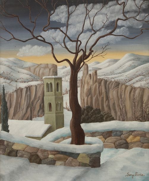 Serge FIORIO (1911-2011)
Paysage enneigé
Huile sur toile.
Signée en bas à droite.
65 x 55 cm