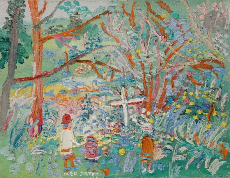 Fred YATES (1922-2008)
Enfants à la croix
Acrylique sur toile.
Signée en bas à gauche.
(Petits manques).
27 x 35 cm

Provenance :
Vente de l’atelier, Artcurial, 31 mars 2014, n°194.
