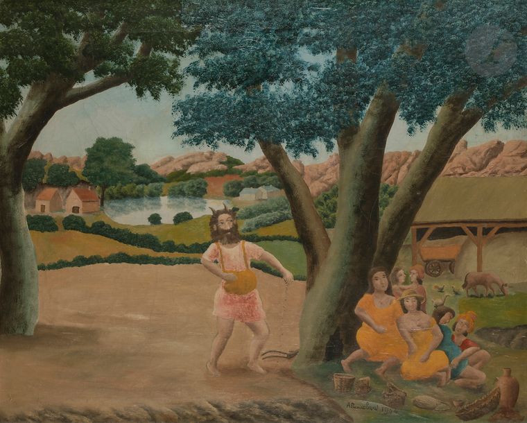 André BAUCHANT (1873-1958)
La Parabole de l’ivraie, 1944
Huile sur toile.
Signée et datée en bas à droite.
Titrée au dos.
60 x 73 cm

 Un certificat de Madame Françoise Bauchant, en date du 26 septembre 2019, sera remis à l’acquéreur.