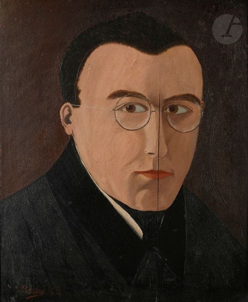 Camille BOMBOIS (1883-1970)
Portrait de Florent Fels
Huile sur panneau.
Signée en bas à gauche.
(Fente au panneau).
33 x 25 cm

Exposition :
Les Grands Peintres de l’Art Naïf Français, Tokyu Toyoko Art Gallery, Shinuya, 25 - 30 août 1989, n°17, reproduit p. 29 du catalogue. 

Dans un entretien avec Boris Vian, ce dernier demande à Camille Bombois à quel moment il s’est définitivement consacré à la peinture et l’artiste raconte le rôle déterminant de Florent Fels : « Oh, pas tout de suite. D’abord, il y a eu la guerre de 1914, et quand je suis revenu, j’étais bobinier de nuit à l’imprimerie 123 rue Montmartre. Je manipulais les bobines de 450 à 611 kilos. Là, on tirait l’Avant-Garde, l’Humanité, etc.. cette époque-là je dormais 4 heures sur 24, parce que je peignais dans la journée. Alors je m’endormais partout, dans le métro. Et au bout de sept ans d’imprimerie, j’ai connu Florent Fels. Il m’a dit: « Bombois, il faut quitter ta cotte et ta veste bleue et te consacrer à la peinture. Et tu verras que tu gagneras des sous ». […] Depuis, je peins régulièrement. Mais je ne bâche pas. Je mets tout de même deux mois à faire un tableau ». (Boris Vian, Visite chez Camille Bombois, maître des poids et maître de la toile, 1952)