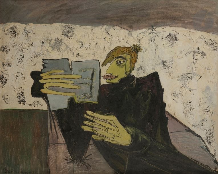Christiane LARAN (née en 1922)
Femme à la lecture, 1945
Huile sur toile.
Signée et datée en bas à gauche.
50 x 61 cm

Provenance :
Ancienne collection Paul Rosenberg, Paris.