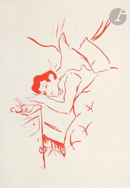 Henri de Toulouse-Lautrec (1864-1901) 
Ta bouche. 1893. Lithographie. [275 x 380]. Delteil 21 ; Wittrock 7. Très belle épreuve d’un tirage postérieur (après 1901) en rouge sur vélin blanc. Toutes marges.
