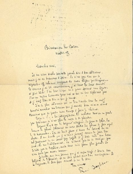 BOYLESVE René (1867-1926) [AF 1918, 23e f].
4 L.A.S. « René Boylesve », 1915-1918 ; plus 14 L.A.S. à lui adressées.

8 juin 1905, à Jacques des GACHONS, remerciant pour Céline fille des champs, et sur son prochain roman [Le Bel Avenir], qui va paraître dans la Revue de Paris. – 3 lettres à Robert de FLERS, acceptant d’écrire un article sur le livre de Léon Blum (2 juillet 1914), sur la préparation de son discours de réception : « Ce n’est pas rien de dépouiller 18 volumes compacts de mon illustre prédécesseur » [Alfred Mézières] (Brimborion sur Boron 11 décembre 1918)…
MAURIAC François. Belle lettre : « Je crois avec vous que la plus belle âme ne saurait tenir lieu de talent comme le prouve l’effroyable littérature bien pensante qui sévit. Et je crois aussi que le talent peut suffire à donner une valeur d’art aux œuvres les plus sensuelles »... Il cite Michel-Ange, Flaubert, Pascal, Colette, A. France… « sans prétendre qu’il n’existe d’autre art que religieux, je ne crois pas qu’il y ait de chef-d’œuvre possible où l’on ne perçoive cette terreur sans nom de celui qui cherche et qui ne trouve pas »…
MONTHERLANT Henry de. 6 lettres. Il demande à Boylesve d’être son parrain pour sa candidature au secrétariat de la Société des gens de lettres… « On m’a fait savoir qu’il y avait dans le comité des opposants à ma candidature. Je suis trop jeune paraît-il »... Il lui recommande Le Songe qu’il présente pour le Prix Balzac…
PSICHARI Jean. Longue lettre (7 p., 20 novembre 1922) d’admiration pour l’œuvre de Boylesve : « Oh ! quel maître vous faites, mon cher Monsieur Boylesve ! Au fond de quels arcanes psychiques, sur quelle palette intime et mystérieuse, allez vous chercher et trouvez vous ces justes nuances dont la combinaison donne toute la vérité ? »… Il parle de son roman Typesses, et de son « projet d’un Eros et Psyché, plutôt nouveau modèle »…
REBELL Hugues. Longue lettre (8 p., 2 octobre 1894), sur sa collaboration à La Cocarde dont Barrès a pris l