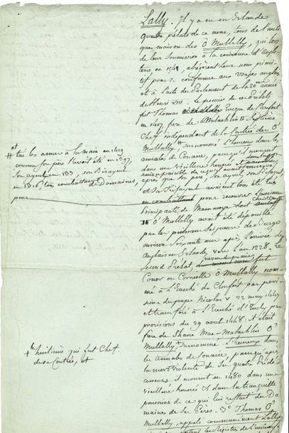 LALLY-TOLENDAL Trophime-Gérard, marquis de (1751-1830) homme politique et littérateur, il avait lutté pour réhabiliter son père, l’ancien gouverneur des Indes ; ministre de Louis XVIII [AF 1816, 31e f].
3 L.A.S. « Lally Tolendal » (ou « L.T. »), 3 L.A. ou P.A., et 2 manuscrits autographes, Paris et Auteuil 1804-1826 ; 21 pages in-fol., in-4 ou in-8, 3 adresses (portrait joint).

5 novembre 1804, minute de supplique à NAPOLÉON rappelant son vœu de « répandre des graces à l’époque de son couronement », et demandant qu’il fasse honorer une créance de l’État de 370 000 livres, que le « juste et religieux Louis XVI » lui avait accordée en 1788… Septembre 1805, minute ou copie de 7 lettres ou notes relatives à la dotation de sa fille, pour son mariage avec un neveu de feu Mgr de Noé, évêque de Troyes, demandant notamment à Napoléon : « Un mot de V.M. décidera cette union. Par ce mot l’Empereur Roi ne fera qu’ordonner le complément d’une justice qui m’a été accordée par le Premier Consul »… Lally : notice sur la famille Lally, originaire d’Irlande… La jeune personne : notice sur l’ascendance, la fortune et les espérances de sa fille, pour d’éventuelles négociations par un ami ; parmi les éléments de fortune, « Ma créance sur la Cie des Indes »… Envoi à « l’ami des loix » [Jean-Louis LAYA] quelques-uns de ses discours politiques, avec ses intentions de vote aux élections académiques du lendemain, en faveur de Mgr. de Quélen et Casimir Delavigne (28 juillet 1824)… Il invite François RAYNOUARD à dîner avec Villemain, Cuvier, etc. (16 août 1826)… Plus 2 lettres à sa sœur, la comtesse douairière de Montrond, 1821-1826.