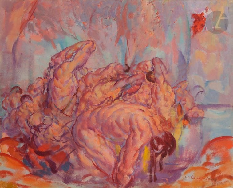 Jean-Julien LEMORDANT (1880-1968)
L’Enfer de Dante
Huile sur toile.
Signée en bas à droite.
65 x 81 cm