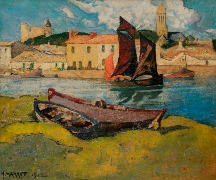 Henri Justin MARRET (1878-1964)
Noirmoutier, 1905
Huile sur toile.
Signée et datée en bas à gauche.
(Rentoilée).
50 x 61 cm