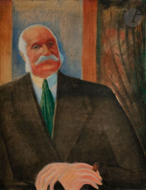 Béla MESZÖLY-MUNKAS (1889-?)
Portrait d’homme au cigare
Huile sur toile.
Signée en haut à droite.
(Accidents).
81.5 x 65 cm