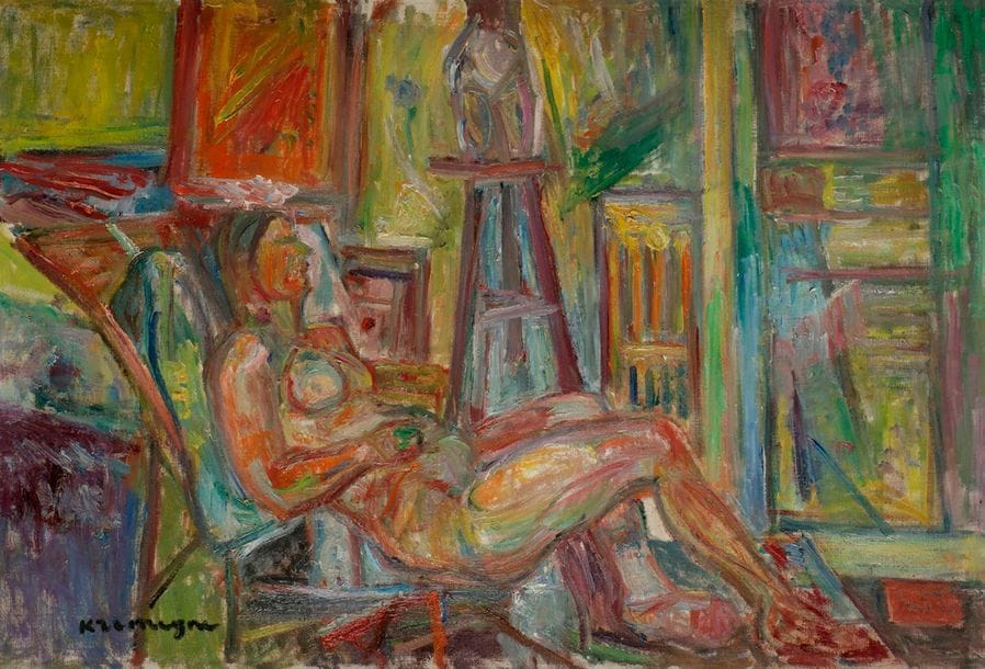 Pinchus KRéMèGNE (1890-1981)
Nu dans l’atelier
Huile sur toile.
Signée en bas à gauche.
50 x 73 cm