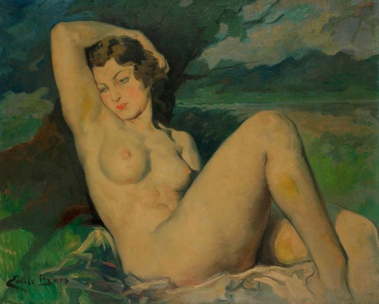 Émile BAES (1879-1954)
Nu féminin
Huile sur toile.
Signée en bas à gauche.
81 x 100 cm