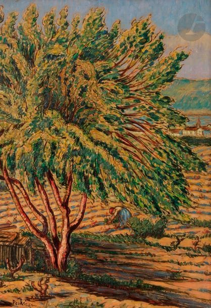Jean Misceslas PESKE (1870-1949)
Femme au champs
Technique mixte sur papier contrecollé sur toile.
Signée en bas à gauche.
55 x 38 cm