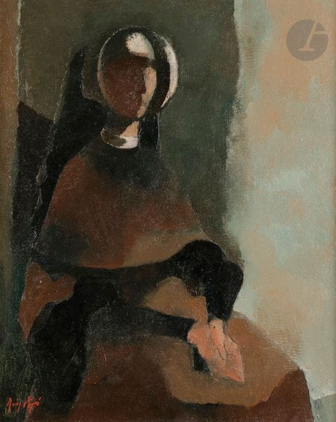 Manolo RUIZ-PIPO (1929-1998)
La Religieuse
Huile sur toile.
Signée en bas à gauche.
Signée au dos.
46 x 38 cm