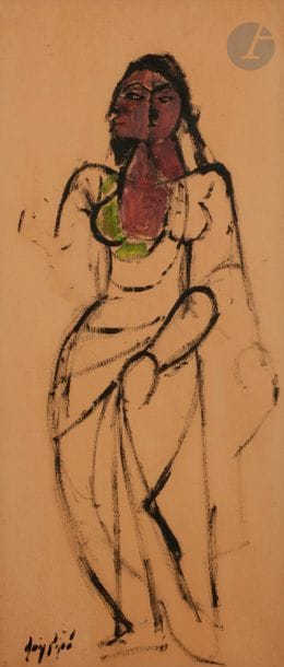 Manolo RUIZ-PIPO (1929-1998)
Portrait de Kamala
Huile sur papier.
Signée en bas à gauche.
55.5 x 22 cm