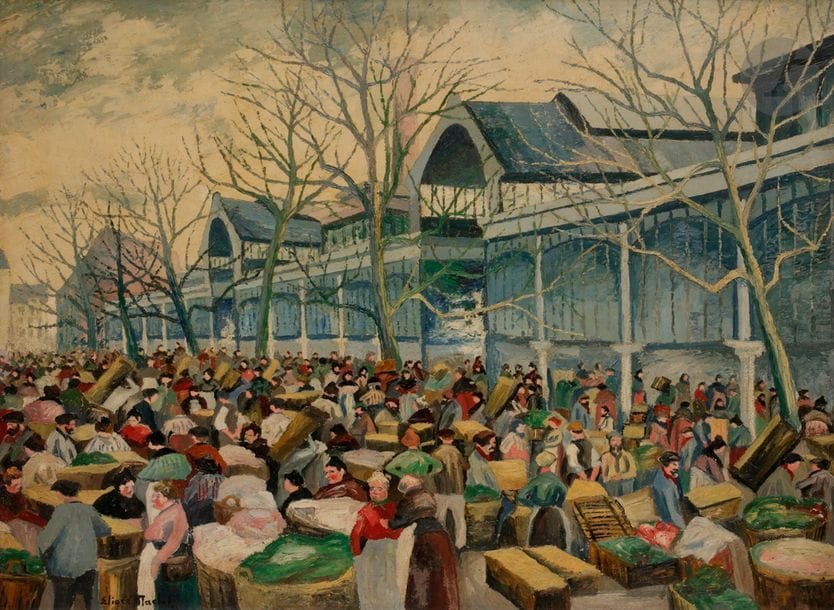 *Élisée MACLET (1881-1962)
Les Halles, 1913
Huile sur toile.
Signée en bas à gauche.
73 x 92 cm

Expositions : 
- Rétrospective Maclet, Peintres du XXe siècle, 16 février - 7 mars 1960 (étiquette au dos).
- Maîtres connus et méconnus de Montmartre à Montparnasse, Château d’Annecy, 1er juillet - 20 septembre 1964 (étiquette au dos).
- Utrillo et les peintres de Montmartre, Palais des Beaux-Arts de Charleroi (étiquette au dos).

Œuvre en rapport :
Les Halles de Paris, Huile sur toile, 54 x 65 cm, reproduit en noir et blanc p. 160 sous le n°125 in Jean Cottel, Marcel Guicheteau, Georges Blache, Élisée Maclet (1881-1962), La Vie et l’œuvre, 1982, ABC Collection.