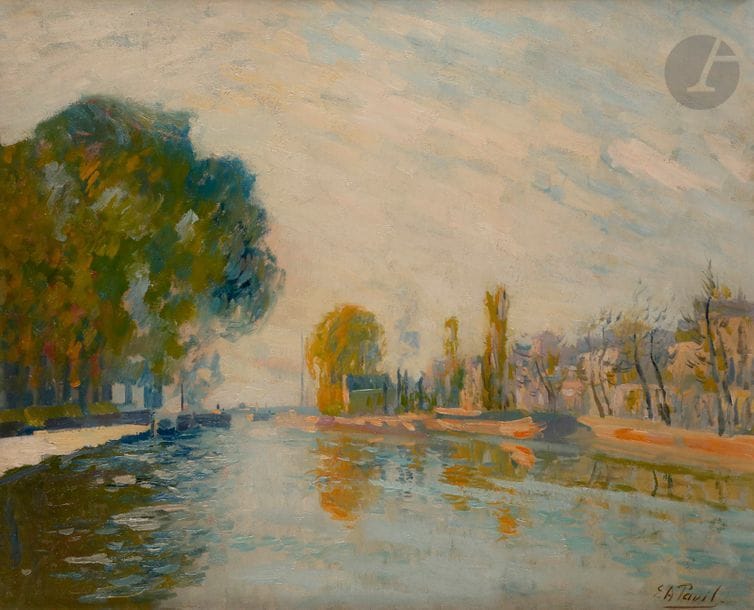 Élie-Anatole PAVIL (1873-1944)
Canal de l’Ourq
Huile sur toile.
Signée en bas à droite.
60 x 73 cm