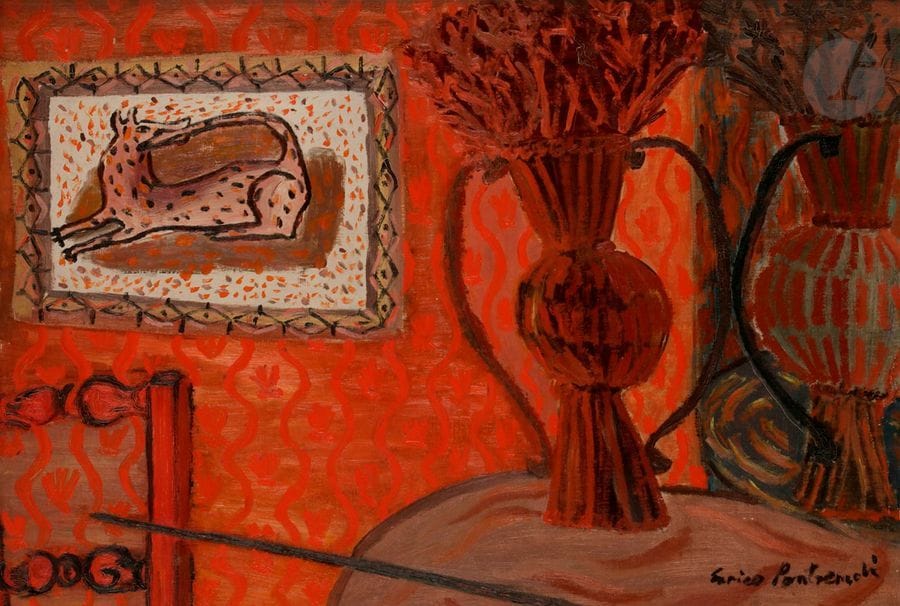 Enrico PONTREMOLI (1914-1968)
Intérieur, 1940
Huile sur toile.
Signée en bas à droite.
Datée au dos.
50 x 73 cm