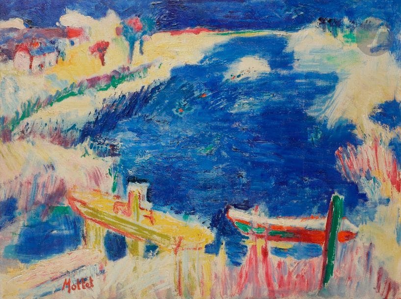 Yvonne MOTTET (1906-1968)
Barques au port
Huile sur toile.
Signée en bas à gauche.
60 x 81 cm