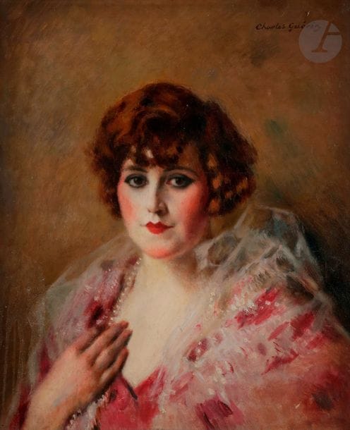 Charles-François-Prosper GUÉRIN 
(1875-1939)
Portrait présumé de Madeleine Cayron-Hélin
Huile sur toile.
Signée en haut à droite.
65 x 54 cm {CR
}Madame Madeleine Cayron-Hélin était l’épouse de Victor Hélin  propriétaire d’un important laboratoire à Châteauroux. Ce dernier était avec son beau-père, Eugène Cayron, l’inventeur de la «  quintonine  » et des pastilles « Pulmoll » .Ces deux inventions vers 1910 connurent un très grand succès et assurèrent la réussite financière de cette famille. Passionné d’art de son temps, Victor Hélin s’avéra un grand collectionneur de peintures et de sculptures et un acheteur très avisé.